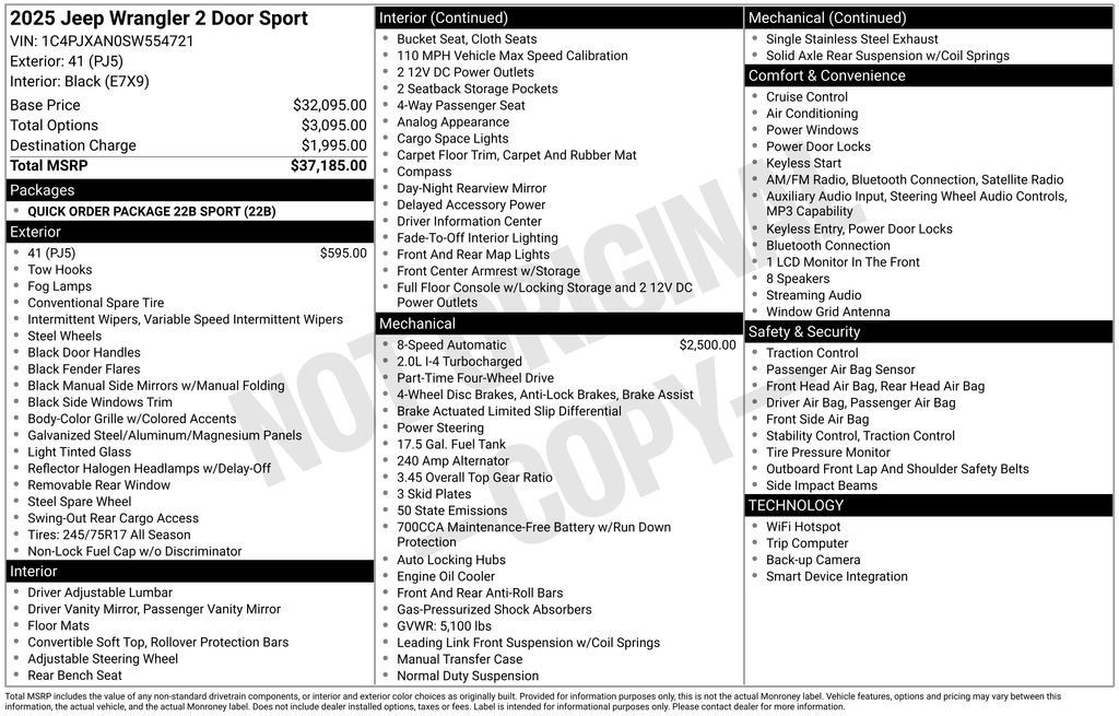 Used 2025 Jeep Wrangler Sport AWD/4WD image 36
