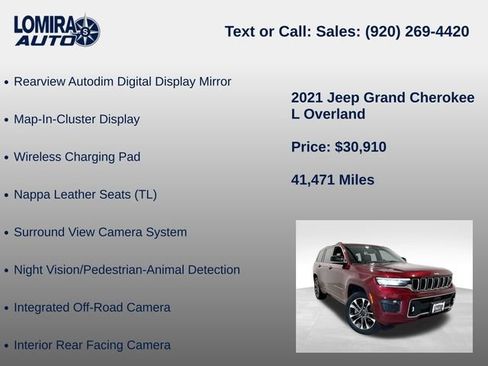 Used 2021 Jeep Grand Cherokee L Overland w/ Advanced Protech Group III AWD/4WD image 33