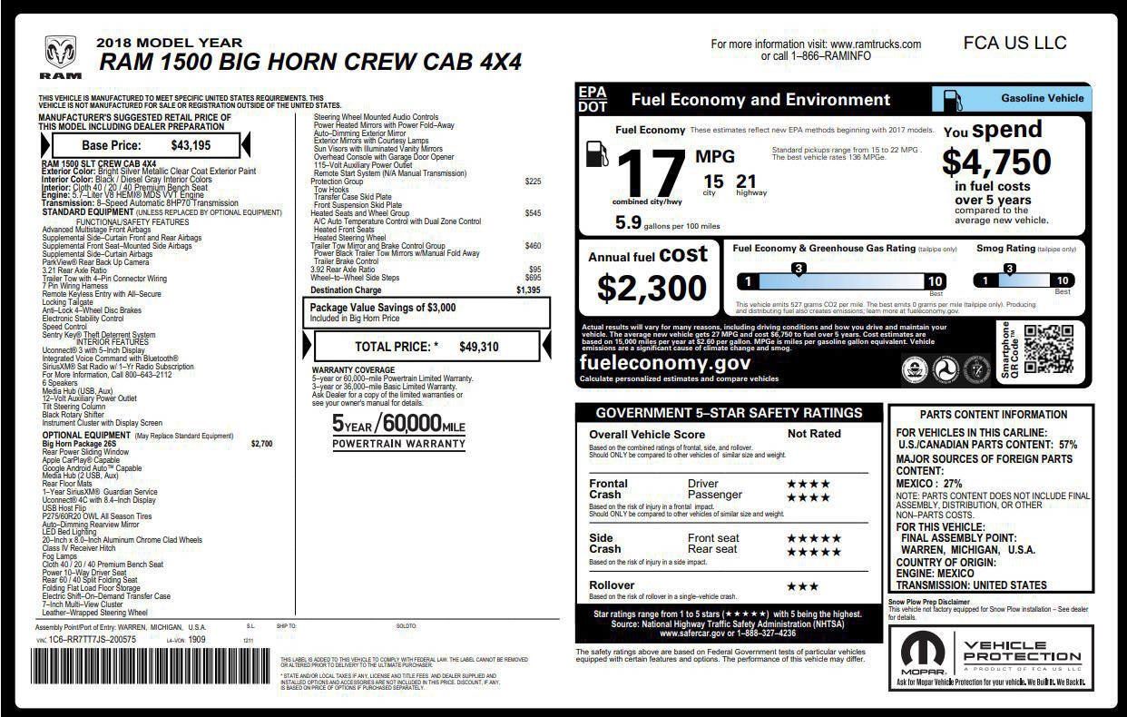 Used 2018 RAM 1500 Big Horn AWD/4WD image 4