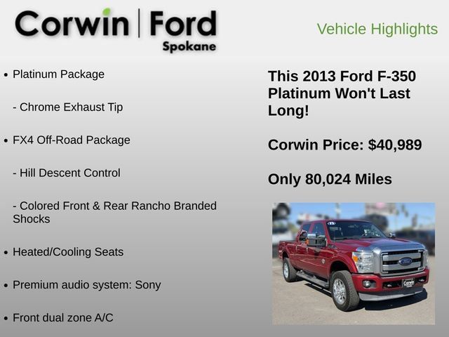 Used 2013 Ford F350 Platinum w/ FX4 Off Road Pkg AWD/4WD image 18