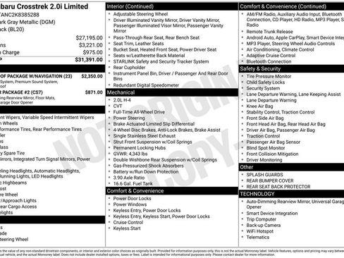 Used 2019 Subaru Crosstrek 2.0i Limited w/ Moonroof Package w/Navigation image 34