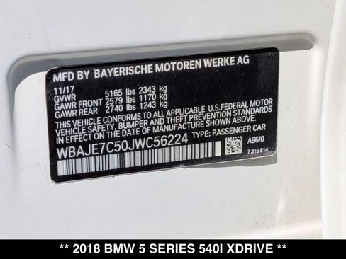 Used 2018 BMW 540i xDrive w/ Premium Package AWD/4WD image 29