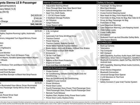 Used 2026 Toyota Sienna LE AWD/4WD image 6