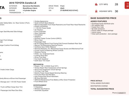 Used 2019 Toyota Corolla LE image 4