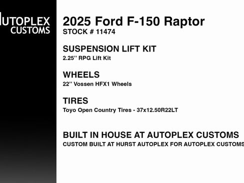 Used 2025 Ford F150 Raptor w/ Equipment Group 803A Raptor R image 2