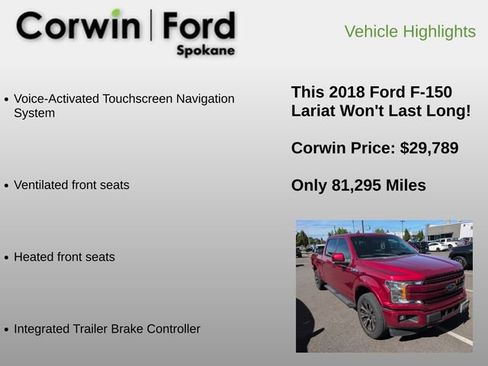 Used 2018 Ford F150 Lariat AWD/4WD image 12
