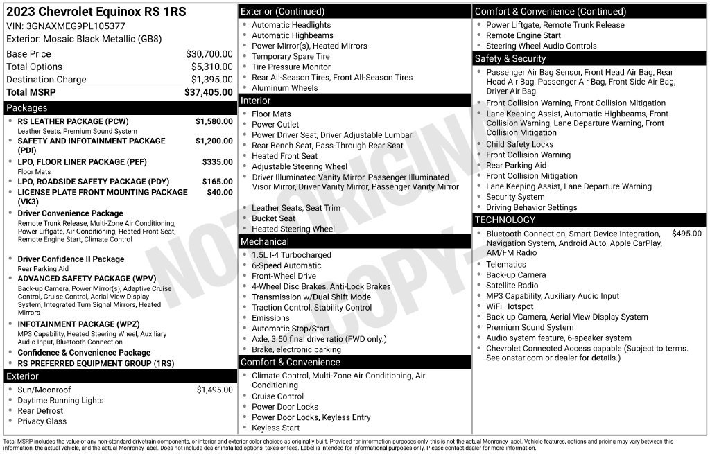 Used 2023 Chevrolet Equinox RS w/ RS Leather Package FWD image 11
