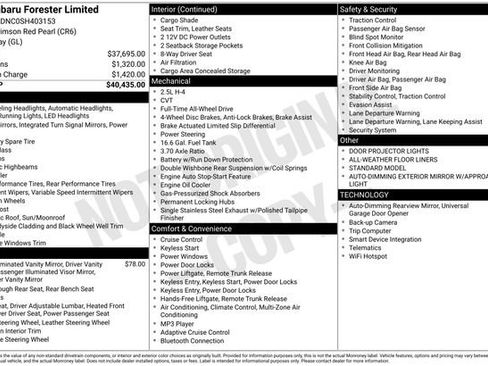Certified 2025 Subaru Forester Limited AWD/4WD image 33