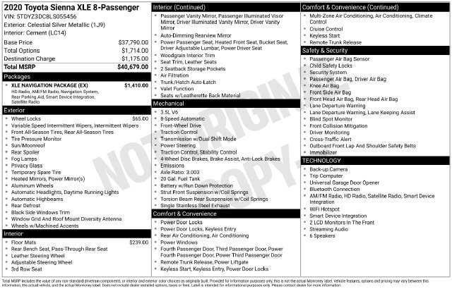 Certified 2020 Toyota Sienna XLE w/ XLE Navigation Package FWD image 35