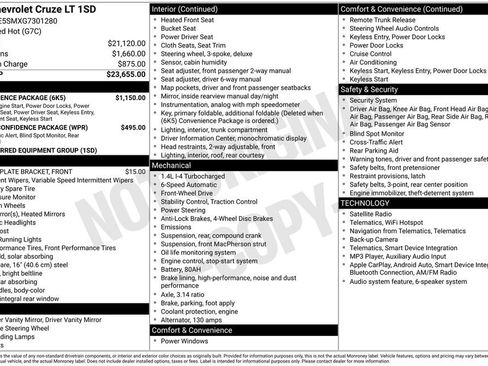 Used 2016 Chevrolet Cruze LT w/ Convenience Package FWD image 30