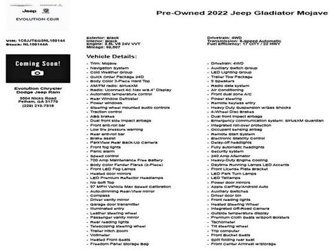 Used 2022 Jeep Gladiator Mojave w/ LED Lighting Group AWD/4WD image 4