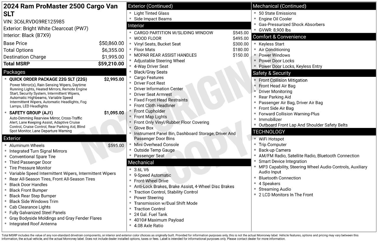 Used 2024 RAM ProMaster 2500 w/ Quick Order Package 22G SLT FWD image 28
