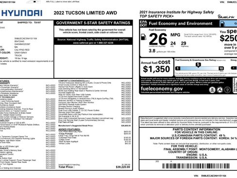 Used 2022 Hyundai Tucson Limited w/ Cargo Package AWD/4WD image 55