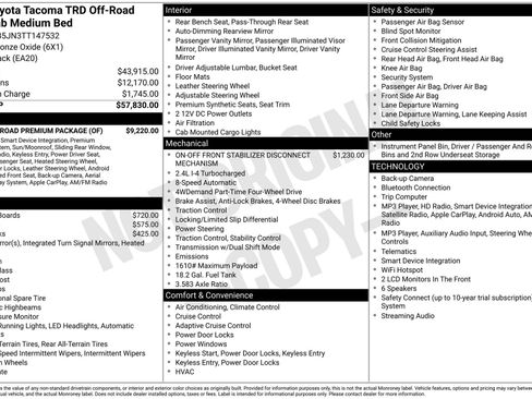New 2026 Toyota Tacoma TRD Off-Road w/ TRD Off Road Premium Package AWD/4WD image 16