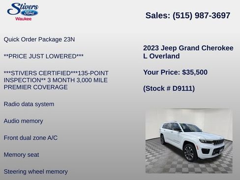 Used 2023 Jeep Grand Cherokee L Overland AWD/4WD image 8