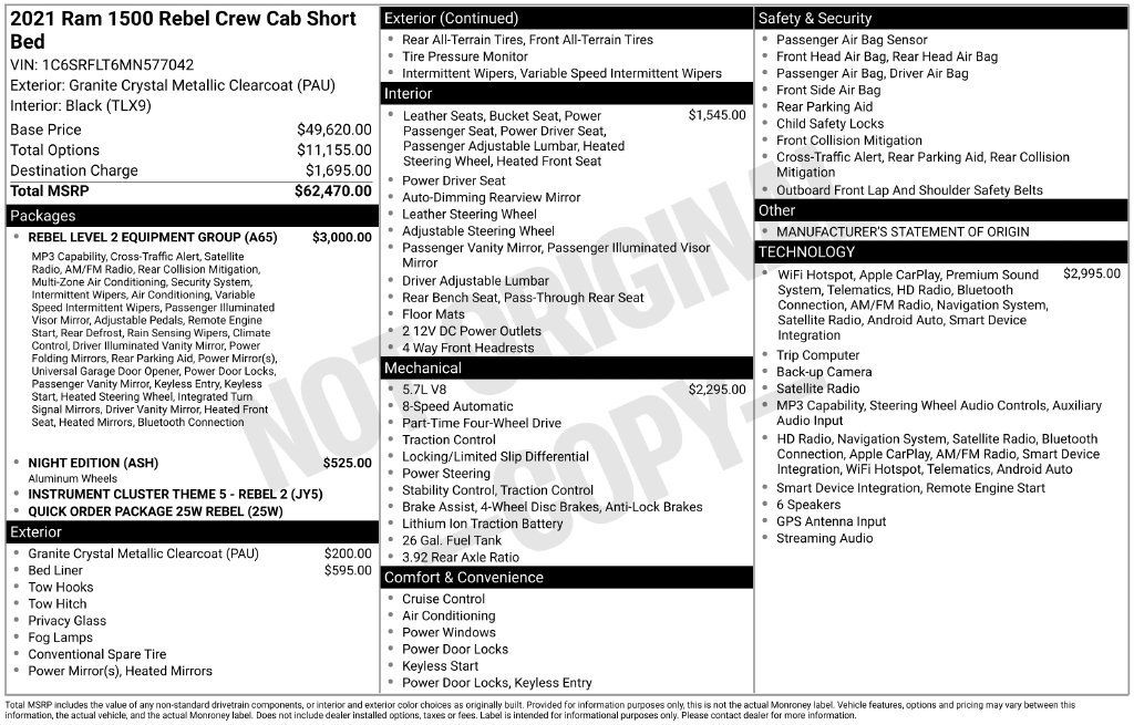 Used 2021 RAM 1500 Rebel w/ Rebel Level 2 Equipment Group AWD/4WD image 5