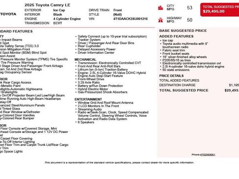 Used 2025 Toyota Camry LE FWD image 3