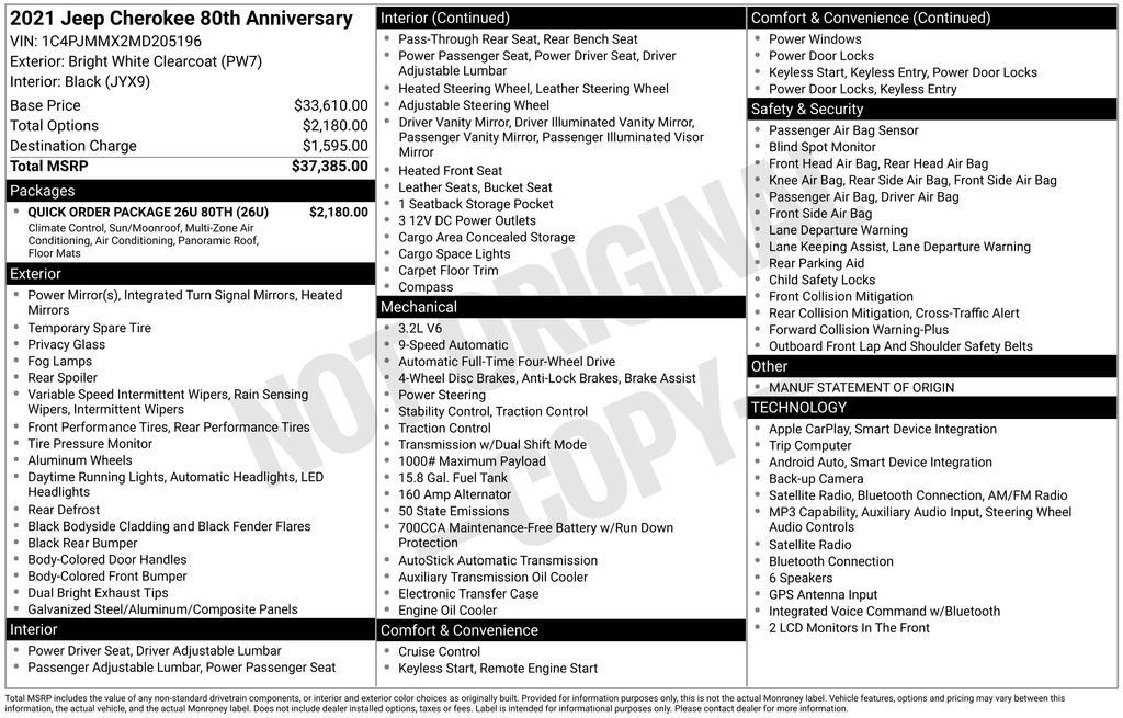 Used 2021 Jeep Cherokee Latitude Lux 80th Anniv w/ Quick Order Package 26U 80TH AWD/4WD image 2