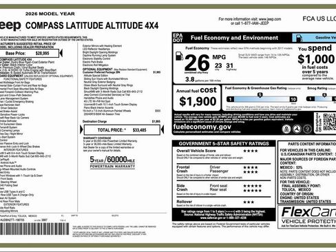 New 2026 Jeep Compass Latitude AWD/4WD image 2