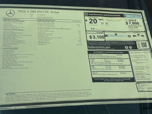 New 2026 Mercedes-Benz S 580 4MATIC Sedan image 31