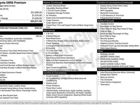 Used 2023 Toyota GR86 Premium w/ ALL Weather Mat Package (TMS) image 3