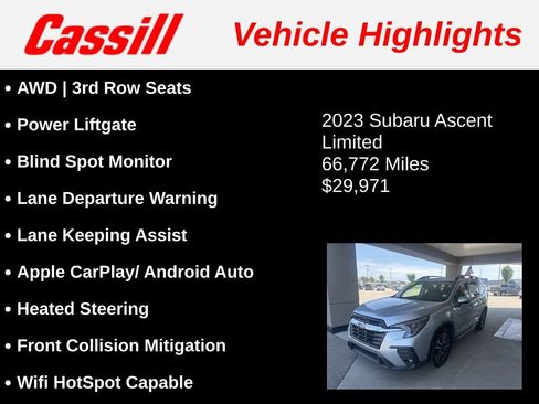 Used 2023 Subaru Ascent Limited AWD/4WD image 3