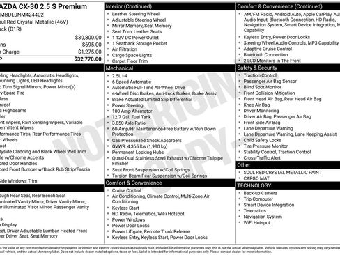 Used 2022 MAZDA CX-30 AWD 2.5 S w/ Premium Package image 3