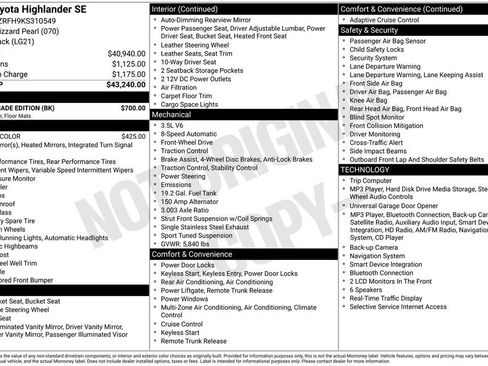 Used 2019 Toyota Highlander SE w/ Nightshade Edition FWD image 36