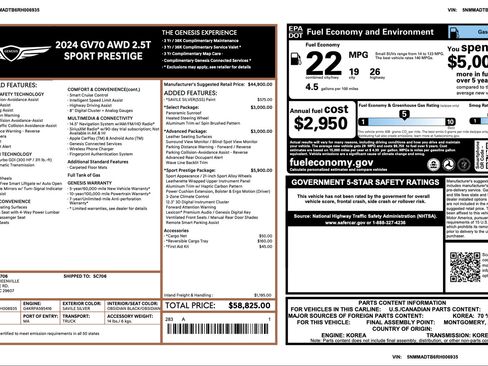 Certified 2024 Genesis GV70 2.5T w/ Sport Prestige Package AWD/4WD image 3