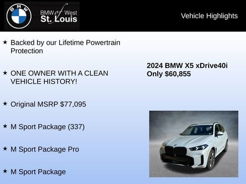 Used 2024 BMW X5 xDrive40i w/ M Sport Package image 8