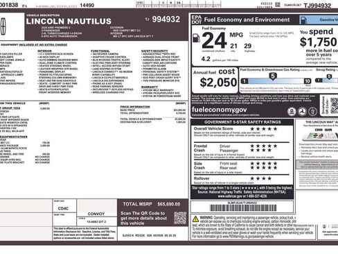 New 2026 Lincoln Nautilus Premier w/ Equipment Group 102A image 13
