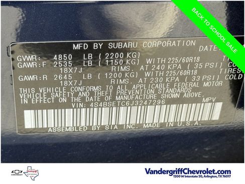 Used 2018 Subaru Outback 3.6R Touring w/ Popular Package #3 AWD/4WD image 29