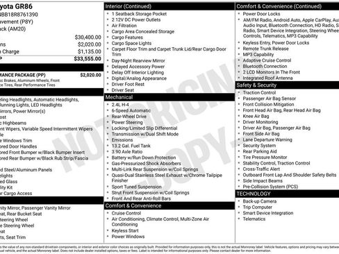 Used 2024 Toyota GR86 w/ Performance Package RWD image 6
