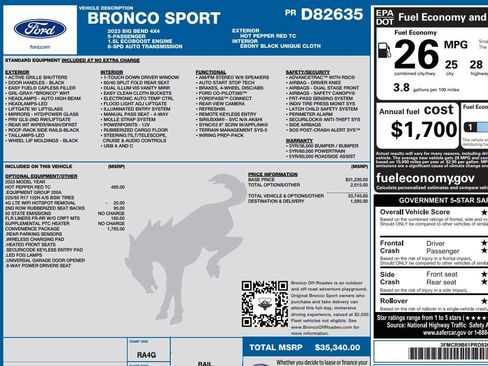 Used 2023 Ford Bronco Sport Big Bend w/ Convenience Package image 2