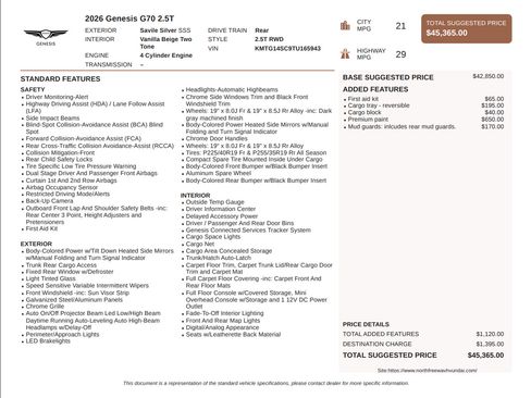Certified 2026 Genesis G70 2.5T RWD image 3