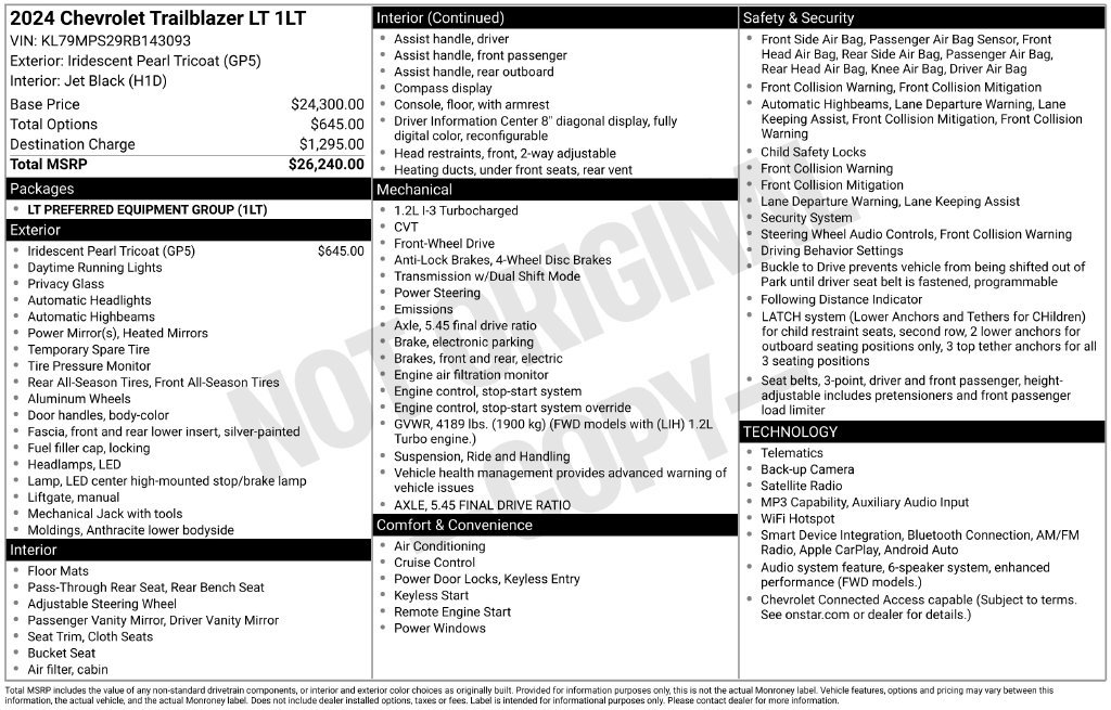 Used 2024 Chevrolet TrailBlazer LT FWD image 3