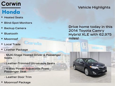 Used 2014 Toyota Camry XLE w/ Leather Package FWD image 7