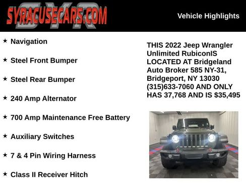 Used 2022 Jeep Wrangler Unlimited Rubicon w/ Steel Bumper Group AWD/4WD image 6