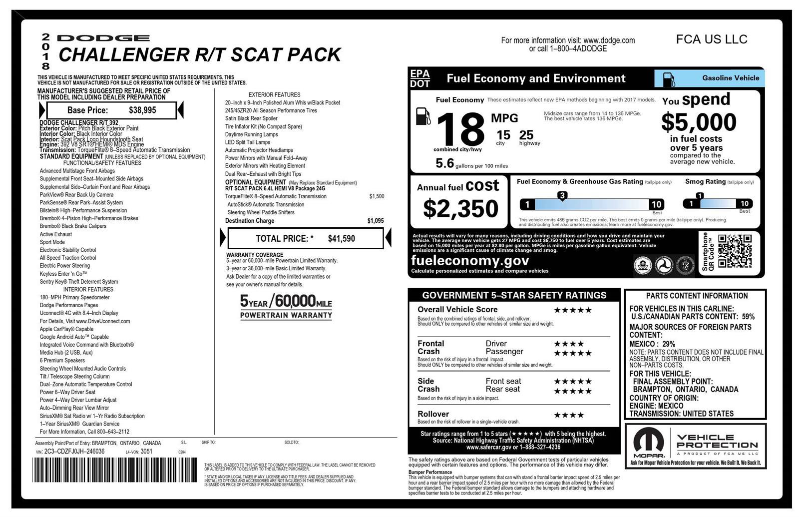 Used 2018 Dodge Challenger R/T Scat Pack RWD image 4