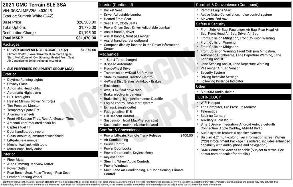 Certified 2021 GMC Terrain SLE w/ Driver Convenience Package FWD image 32
