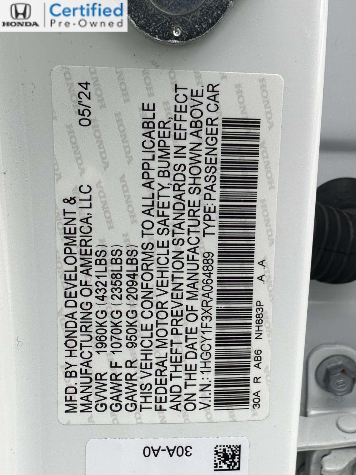 Certified 2024 Honda Accord EX image 29