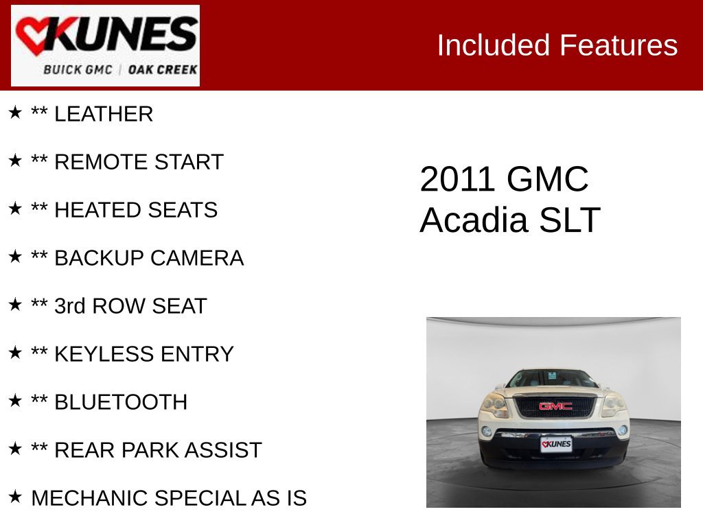Used 2011 GMC Acadia SLT AWD/4WD image 2