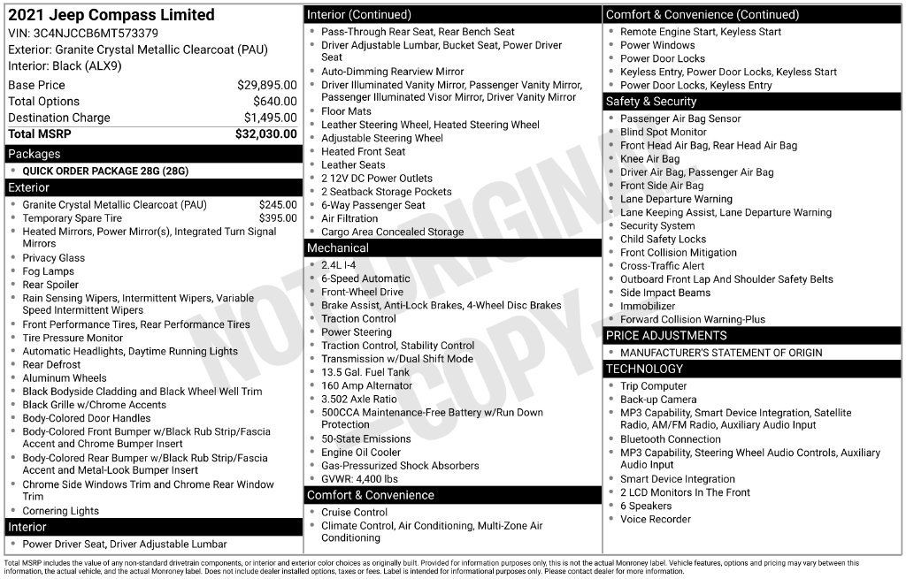 Used 2021 Jeep Compass Limited FWD image 30