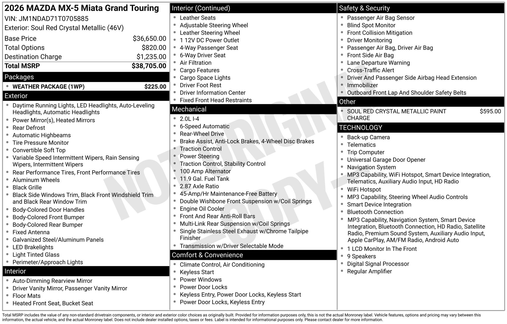 Certified 2026 MAZDA MX-5 Miata Grand Touring w/ Weather Package RWD image 27