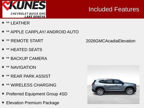 New 2026 GMC Acadia Elevation w/ Elevation Premium Package image 2