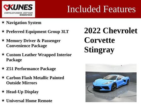 Used 2022 Chevrolet Corvette Stingray Premium Conv w/ Z51 Performance Package RWD image 3