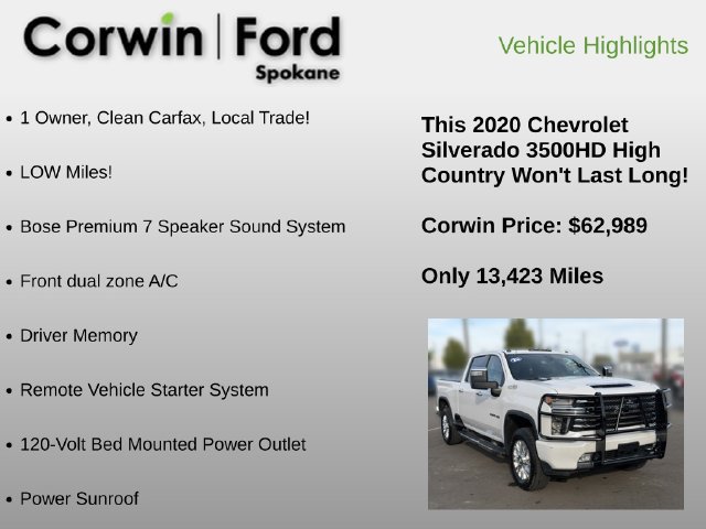 Used 2020 Chevrolet Silverado 3500 High Country w/ Technology Package AWD/4WD image 6