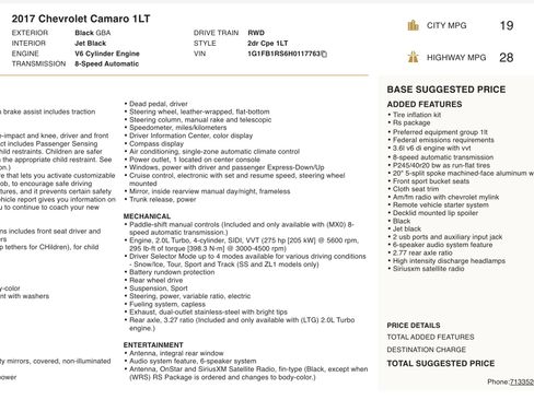 Used 2017 Chevrolet Camaro LT w/ RS Package image 2