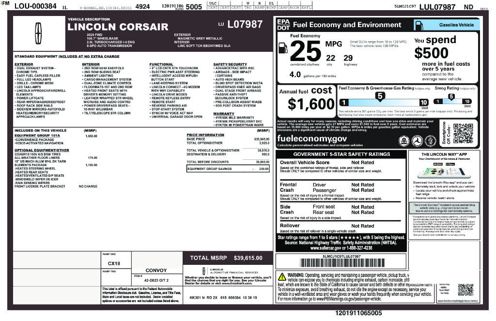 Used 2020 Lincoln Corsair FWD w/ Equipment Group 101A image 34