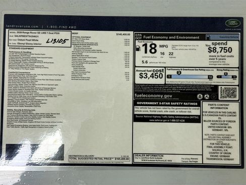 New 2026 Land Rover Range Rover Long Wheelbase SE AWD/4WD image 9